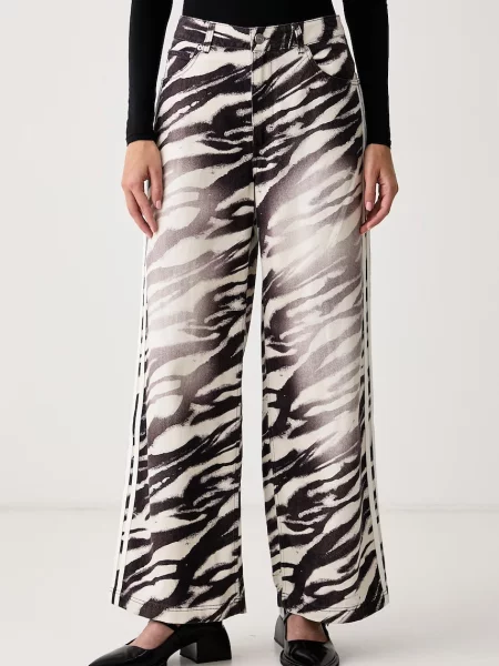 Adidas Originals blugi wide leg pentru femei Adilenium Season 6 Zebra Wide Leg maro