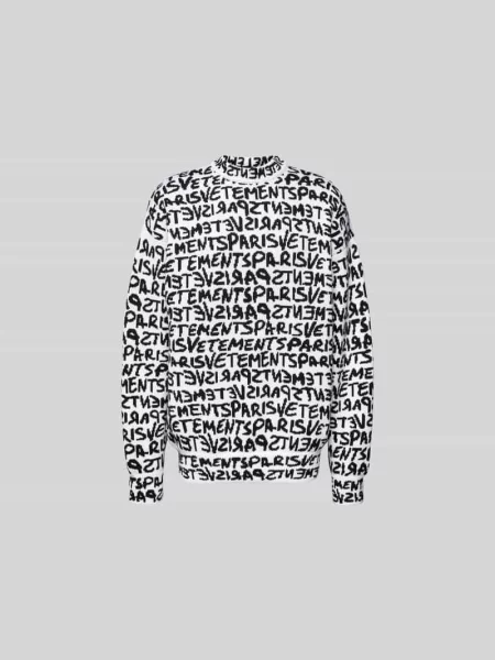 Sweter wełniany o kroju oversized ze stójką Vetements biały