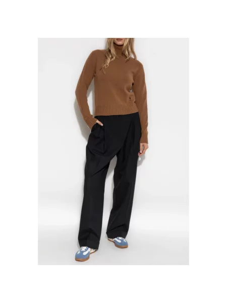 Sweter z golfem Ami Paris wełniany brązowy