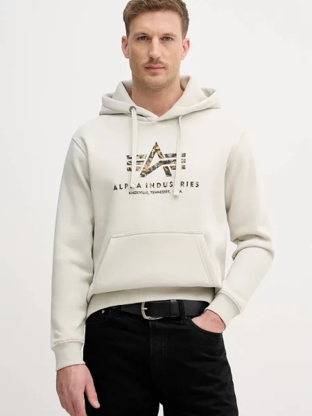 Alpha Industries Dukserica Basic Hoodie BL Effect Print bež