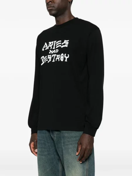 Lung tricou Aries cu imagine negru