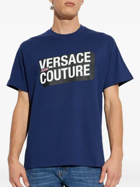 Тениска Versace Jeans Couture с принт синьо