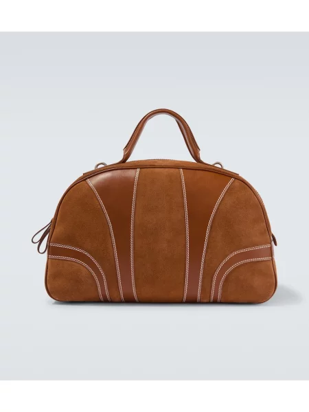 Geantă Dries Van Noten din piele de căprioară maro