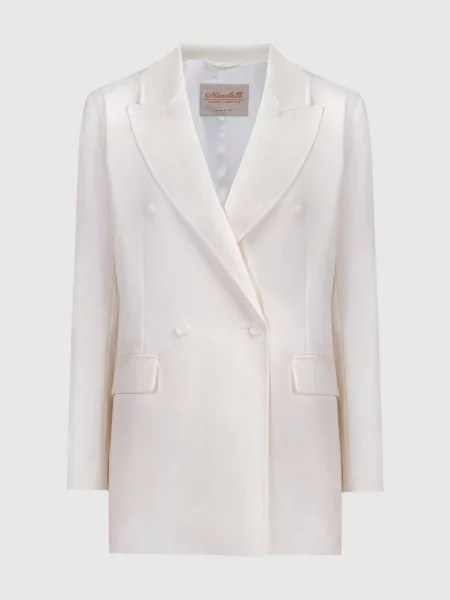 Двобортний жакет з вовни шовку і льону Enrico Mandelli жовтий