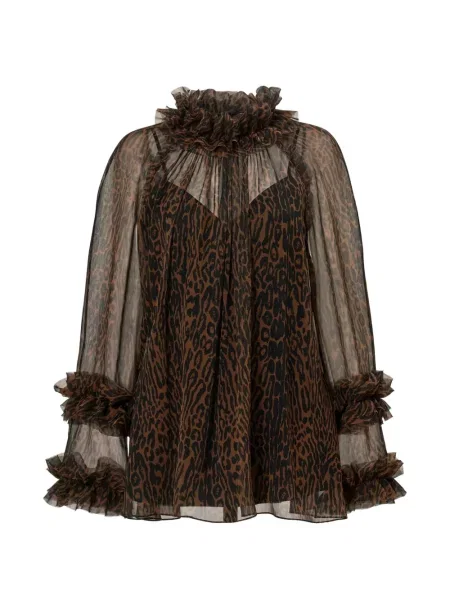 Top Carolina Herrera cu imagine cu model leopard maro