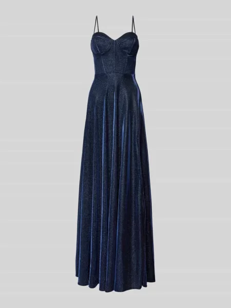 Sukienka wieczorowa z dekoltem w kształcie serca Luxuar Fashion granatowa