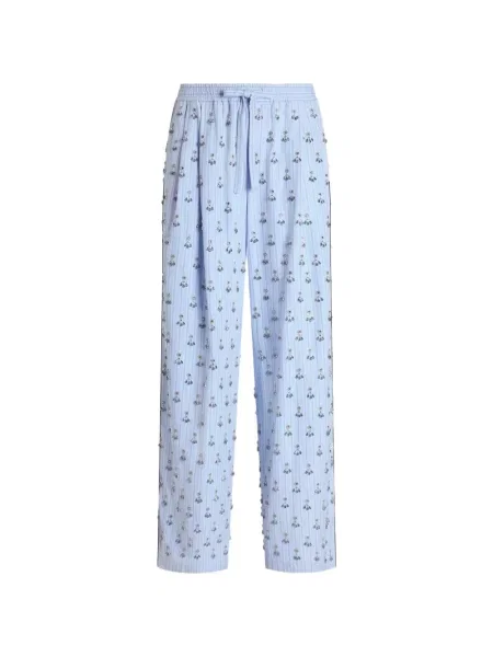 Pantaloni Dolce & Gabbana cu broderie albastru
