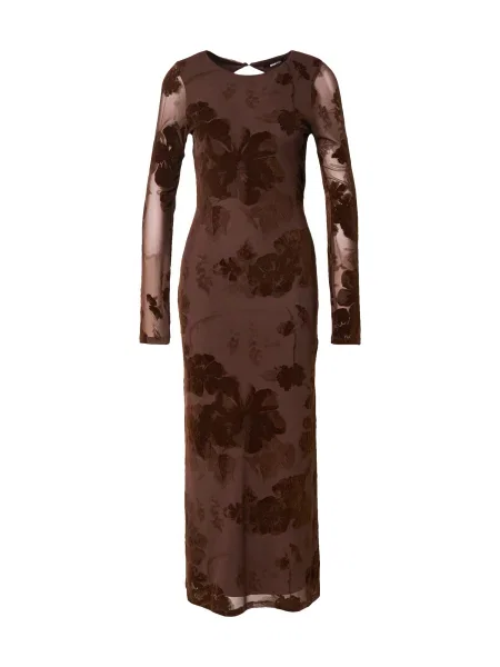 Gina Tricot Večerna obleka Burnout čokolada / temno rjava