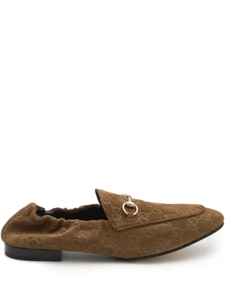 Pantofi loafer Gucci din piele cu autograf maro