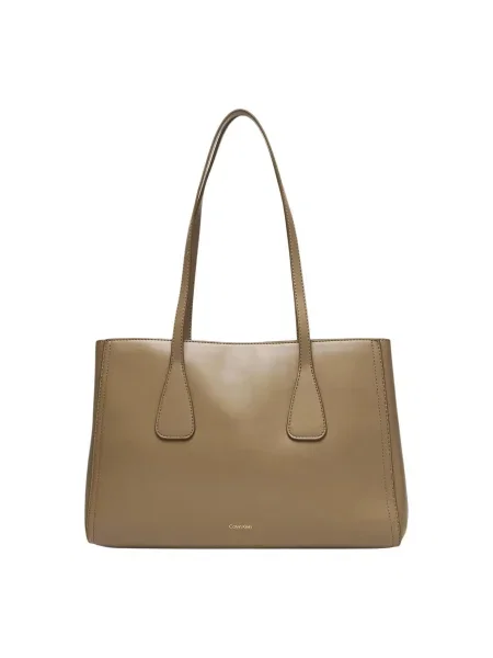 Geantă Calvin Klein Ck Medium Work Tote Bej kaki