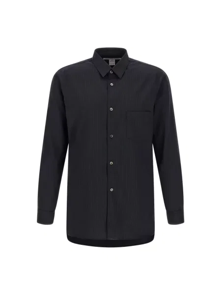 Koszula Comme Des Garcons wełniana w paski niebieska