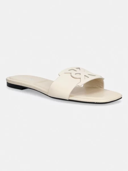 Papuci Calvin Klein din piele fără toc bej