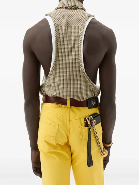 Карирана риза Versace без ръкави поплин