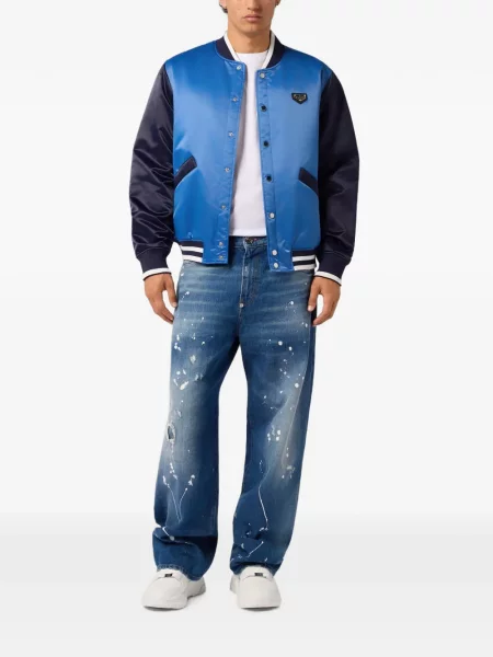 Satenska bomber jakna Philipp Plein s autogramom plava