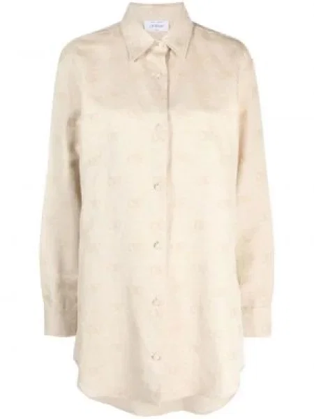 Top Off-white din jacard cu autograf