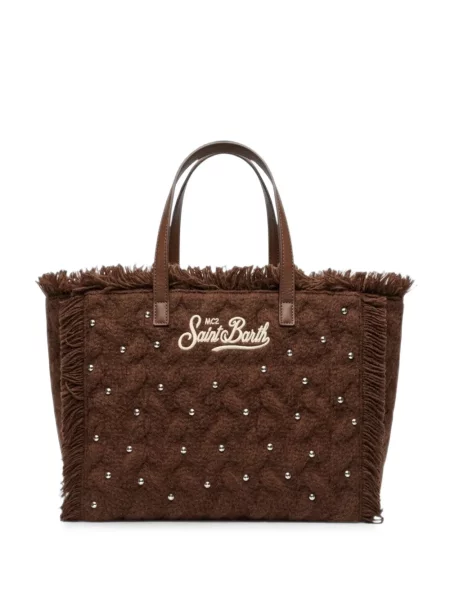 Geantă shopper Mc2 Saint Barth cu franjuri maro