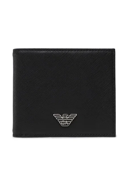 Nagyméretű férfi pénztárca Emporio Armani Black fekete