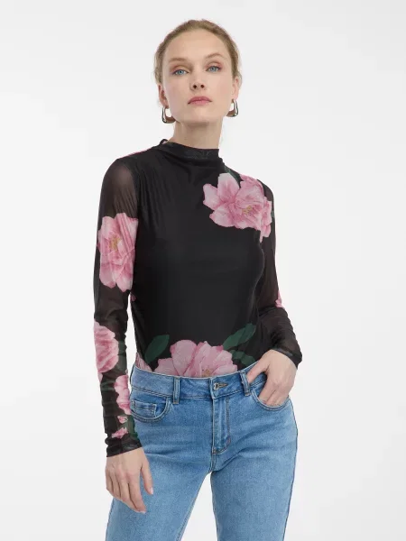Bluză Orsay cu model floral negru
