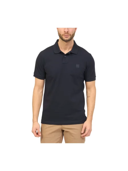 Koszulka polo o kroju slim fit z krótką listwą guzikową Hugo Boss niebieska