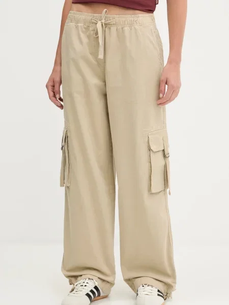 Tommy Jeans spodnie proste high waist beżowy