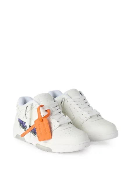 Sneakerși Off-white cu șireturi din piele alb