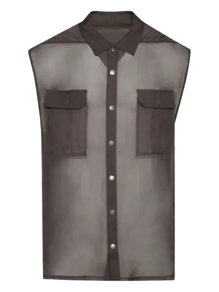 Cămașă Rick Owens fără mâneci transparente gri