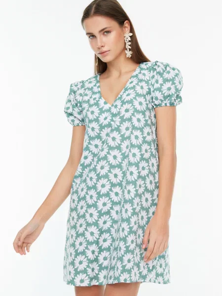Rochie Trendyol cu model floral gri