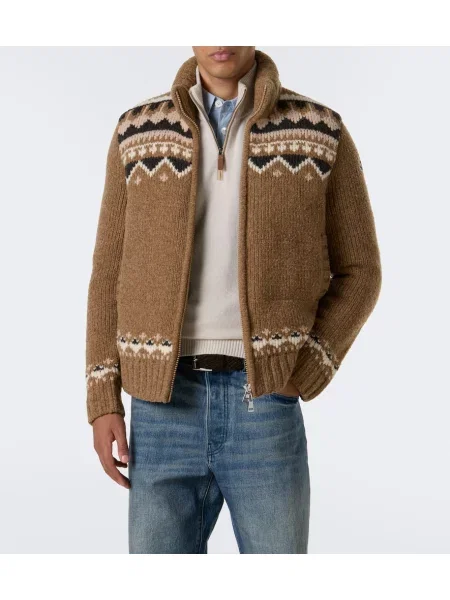 Geacă cu puf Moncler de lână bej
