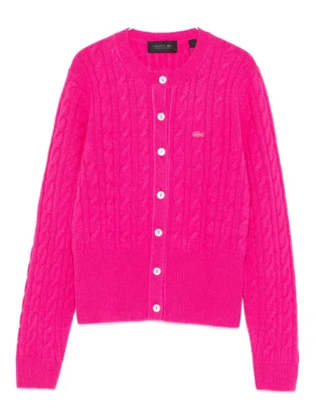Dzianinowy kardigan Lacoste różowy