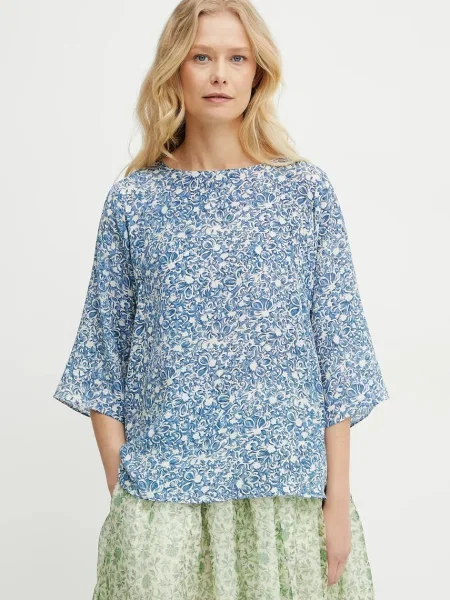 Копринена блуза Weekend Max Mara дамска с десен синьо