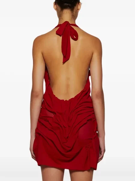 Rochie mini Di Petsa drapată cu gât halter roșu