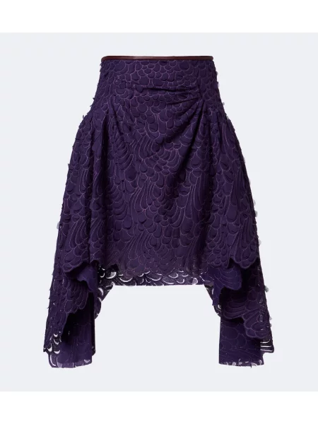 Fustă din piele Jacques Wei cu volane violet