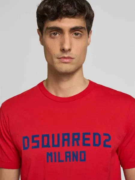 T-shirt z detalem z logo Dsquared2 czerwona