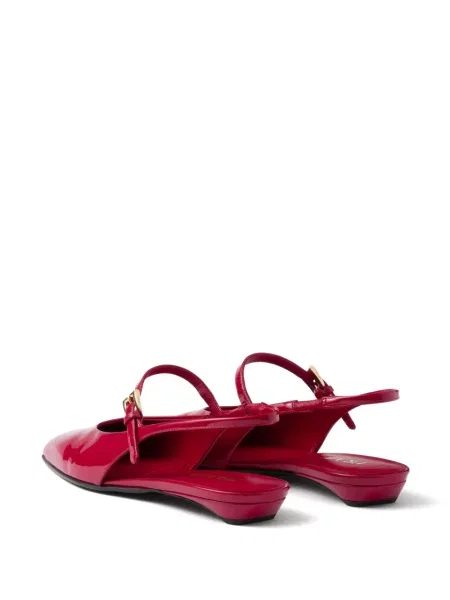 Iš natūralios odos balerinos Prada slingback raudona