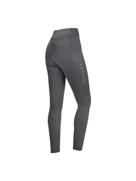 Dziewczęce legginsy jeździeckie z pełną przyczepnością ELT Ella Glam szare