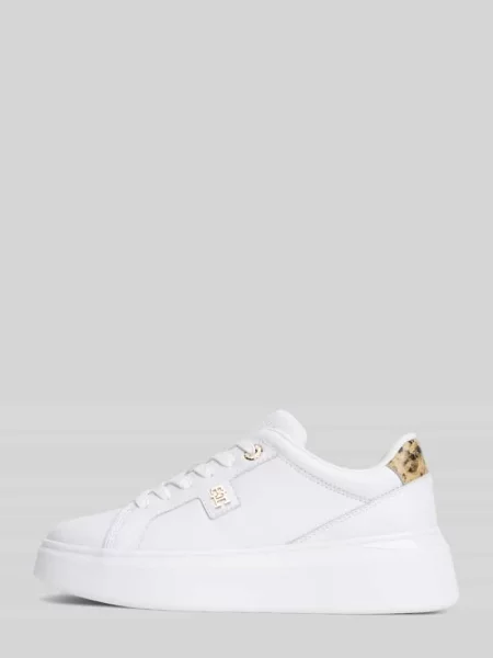 Sneakersy z naturalnej skóry z detalem z logo Tommy Hilfiger białe