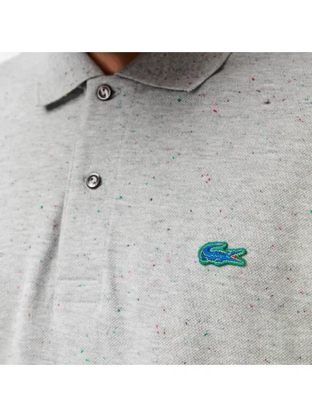 Lacoste Koszulka Polo Classic Fit Z Nadrukiem W Kropki Z Bawełny Piqué szara