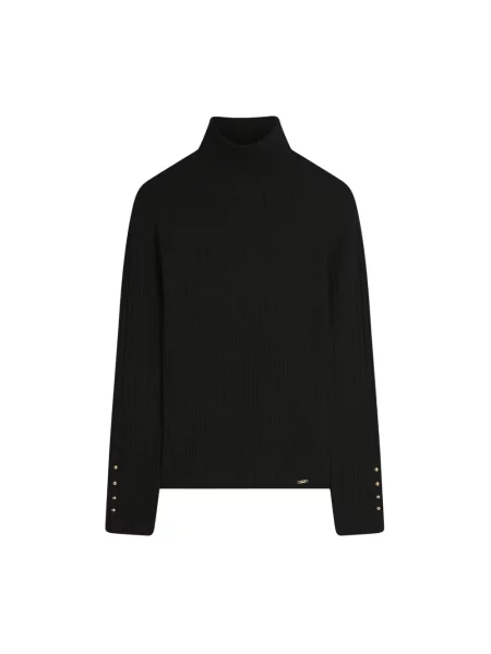 Lniany sweter z golfem Cinque czarny