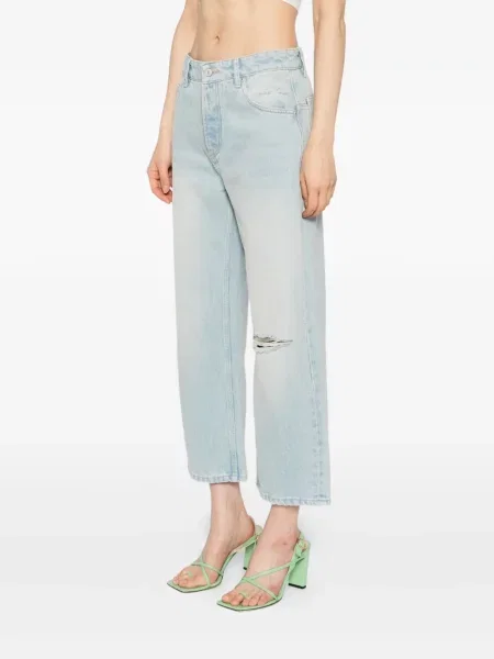 Blugi boyfriend Free People albastru