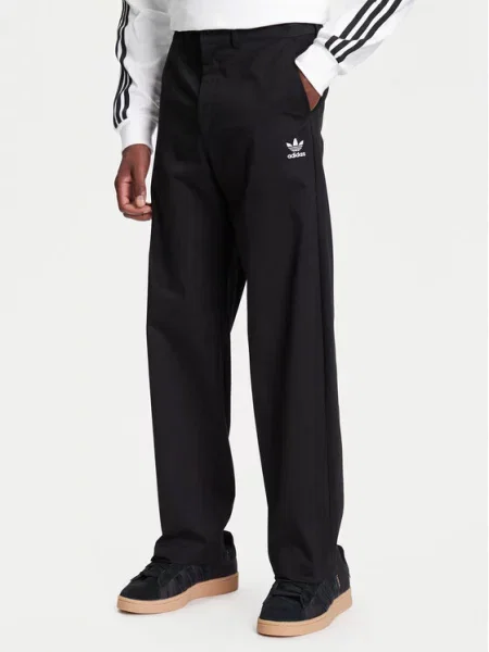 Hlače iz tkanine adidas črna