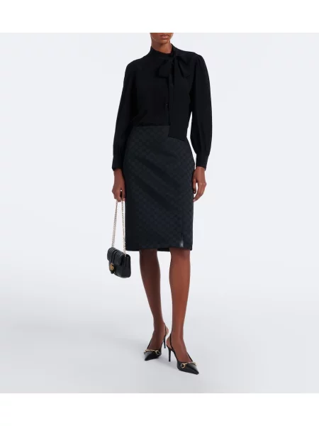 Fustă tip creion Gucci din jacard negru