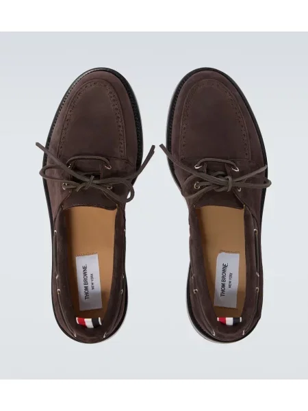 Pantofi loafer Thom Browne din piele de căprioară maro