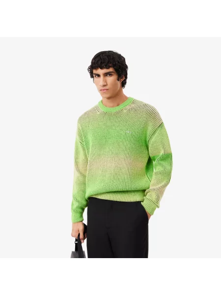 Lacoste Sweter Z Okrągłym Dekoltem Relaxed Fit zielony