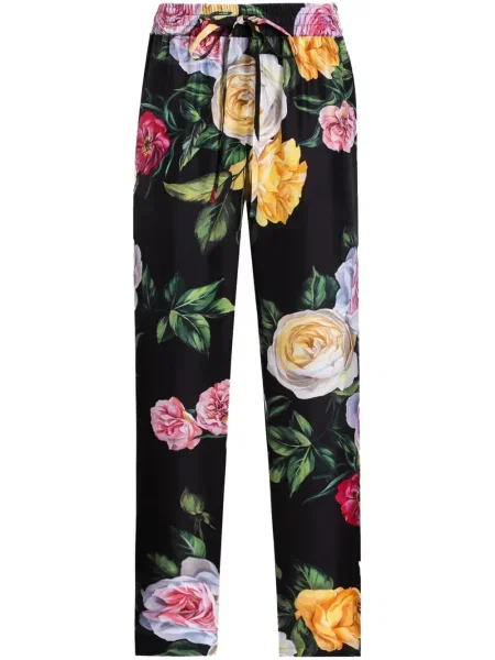 Pantaloni Dolce & Gabbana cu model floral cu imagine negru