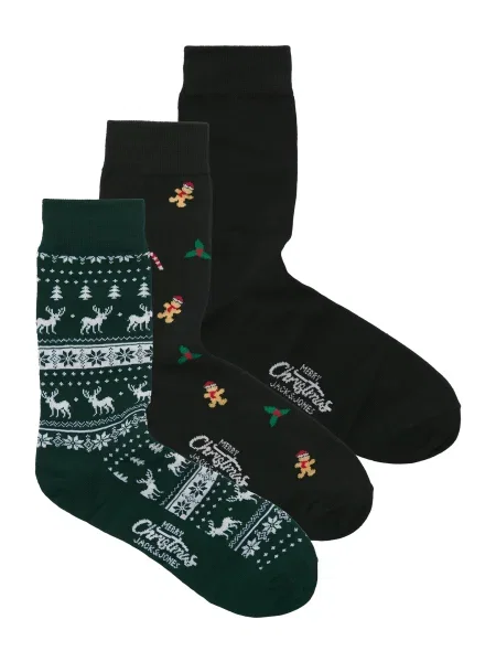 JACK & JONES Nogavice JACMISTLETOE nočno modra / jelka / črna bela