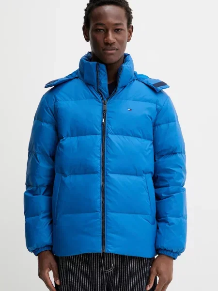 Пухено яке Tommy Jeans зимен модел с уголемена кройка бяло