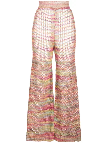 Pantaloni Laneus tricotate roz