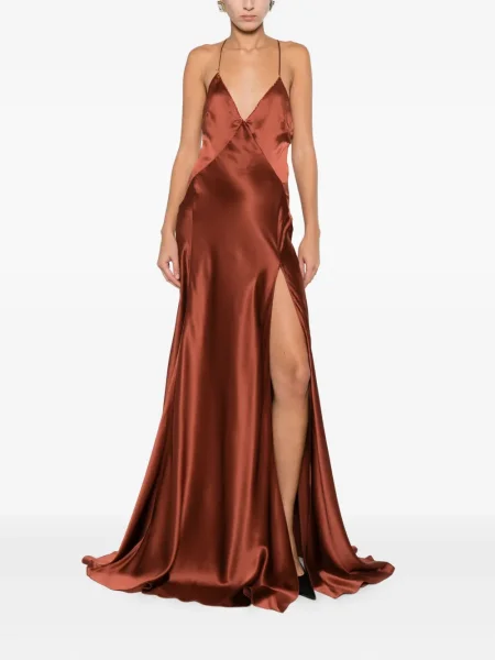 Rochie Amiri din satin de costum maro