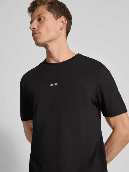 T-shirt z nadrukiem z logo Boss Orange czarna