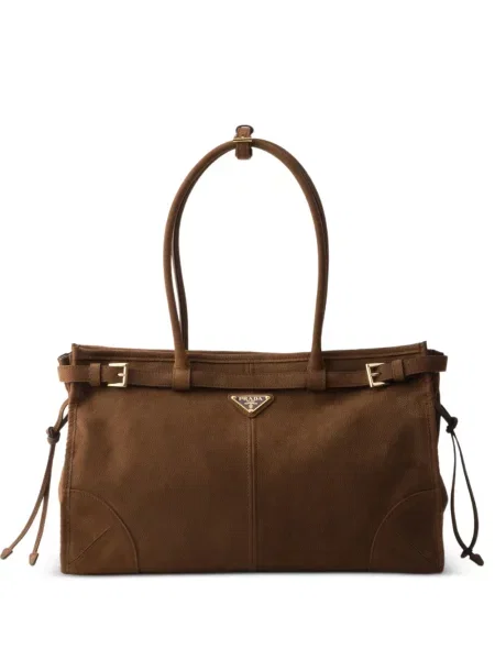 Kožna veliki kožna torba Prada smeđa